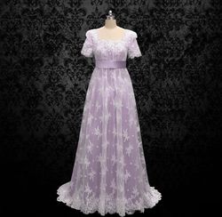 Wonderland By Lilian Purple Size 0 Train Lavender Floor Length Sleeves Mermaid A-line Dress on Queenly