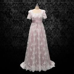 Wonderland By Lilian Pink Size 0 Custom Sleeves Lace Embroidery Tall Height A-line Dress on Queenly