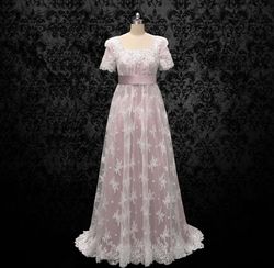 Wonderland By Lilian Pink Size 6 Ball Gown Custom Lavender Sleeves A-line Dress on Queenly
