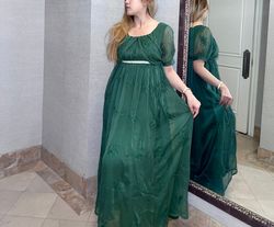 Wonderland By Lilian Green Size 6 Bridgerton Emerald Embroidery Military A-line Dress on Queenly