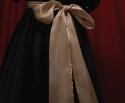 Wonderland By Lilian Black Size 0 Floor Length Bridgerton Sleeves Tall Height A-line Dress on Queenly