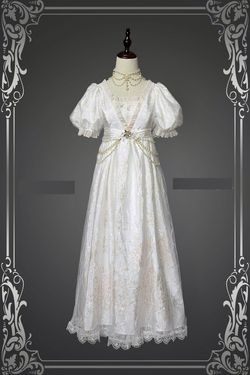 Wonderland By Lilian White Size 6 Lace Print Bridgerton A-line Dress on Queenly