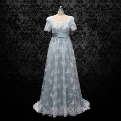 Wonderland By Lilian Blue Size 14 Floor Length Tall Height Lace A-line Dress on Queenly
