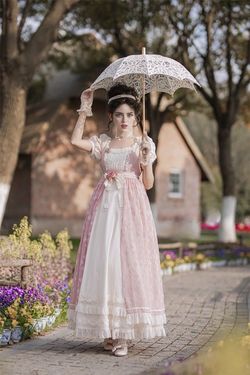 Wonderland By Lilian Pink Size 10 Lace Floor Length Bridgerton Military A-line Dress on Queenly