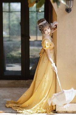 Wonderland By Lilian Yellow Size 4 Embroidery Bridgerton Tall Height A-line Dress on Queenly