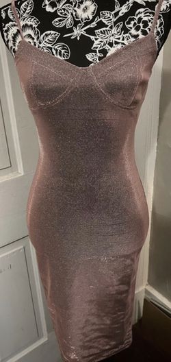 Akira Pink Size 4 Midi Plunge Sheer Cocktail Dress on Queenly