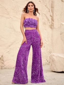 Style FSWU0357 Faeriesty Purple Size 0 Two Piece Tall Height Polyester Jumpsuit Dress on Queenly