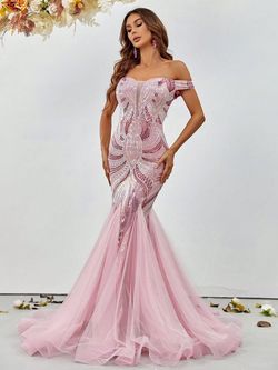 Style FSWD1159 Faeriesty Pink Size 0 Sheer Fswd1159 Mermaid Dress on Queenly