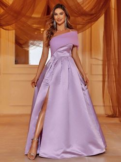Style FSWD0630 Faeriesty Purple Size 4 Polyester Satin Side slit Dress on Queenly