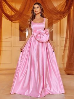 Style FSWD1358 Faeriesty Pink Size 4 Satin Square Neck Fswd1358 A-line Dress on Queenly
