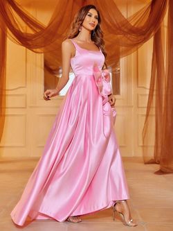 Style FSWD1358 Faeriesty Pink Size 8 Satin Square Neck Fswd1358 A-line Dress on Queenly