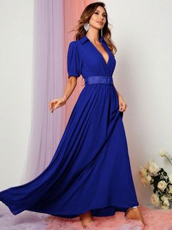 Style FSWD1113 Faeriesty Royal Blue Size 8 V Neck Fswd1113 Straight Dress on Queenly