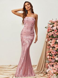 Style FSWD0328 Faeriesty Pink Size 12 Sequined Fswd0328 Prom Mermaid Dress on Queenly