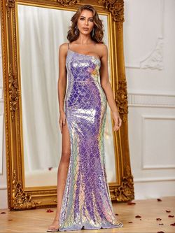Style LAWD8038 Faeriesty Purple Size 4 Floor Length Cut Out Side slit Dress on Queenly