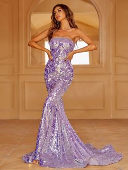 Style LAWD8037 Faeriesty Purple Size 0 Jersey Military Mermaid Dress on Queenly