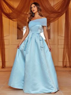Style FSWD0630 Faeriesty Blue Size 8 One Shoulder Tall Height Jersey Side slit Dress on Queenly