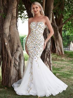 Style LAWD8020 Faeriesty White Size 0 Lawd8020 Mermaid Dress on Queenly