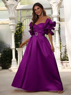 Style FSWD0638 Faeriesty Purple Size 0 Military Satin A-line Dress on Queenly
