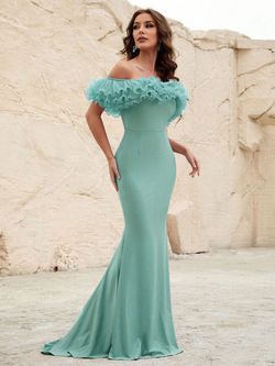 Style FSWD1146 Faeriesty Light Green Size 4 Floor Length Jersey Tall Height Mermaid Dress on Queenly