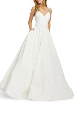 Mac Duggal White Size 14 Bridgerton Spaghetti Strap Polyester Ball gown on Queenly