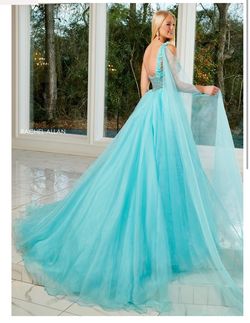 Style 50156 Rachel Allan Blue Size 4 Quinceanera Pageant Train Dress on Queenly