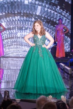 Style 02840 Jovani Green Size 8 Floor Length Emerald Pageant Embroidery Prom Ball gown on Queenly