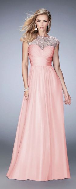 La Femme Orange Size 8 Prom Cap Sleeve Floor Length Straight Dress on Queenly