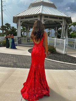 Ava Presley Red Size 2 Sequined Prom Tall Height Mermaid Dress on Queenly