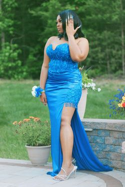 Style 1001414 Blue Size 12 Side slit Dress on Queenly