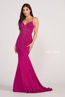 Style EW34018 Ellie Wilde Pink Size 12 Jewelled Sequined Spaghetti Strap Straight Dress on Queenly
