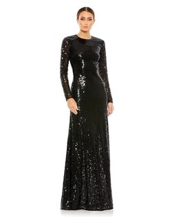 Mac Duggal Black Size 12 Long Sleeve Prom A-line Dress on Queenly