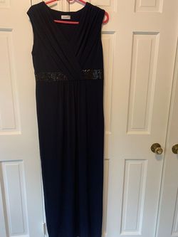 Calvin Klein Blue Size 10 50 Off Plunge Floor Length A-line Dress on Queenly