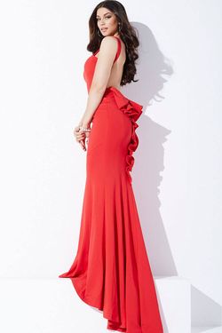 Style 21899 Jovani Red Size 6 Military Floor Length Mermaid Dress on Queenly