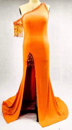 Orange Size 14 Side slit Dress on Queenly