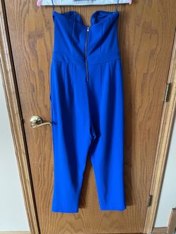 Express Blue Size 4 Strapless Interview Jumpsuit Dress on Queenly