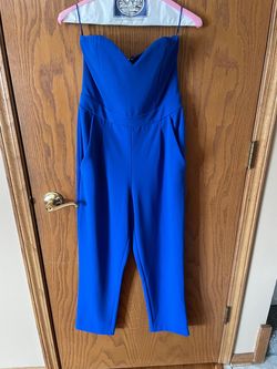 Express Blue Size 4 Interview Strapless Jumpsuit Dress on Queenly