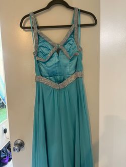 Faviana Blue Size 2 Floor Length Short Height A-line Dress on Queenly