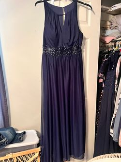 David's Bridal Blue Size 18 High Neck Plus Size Prom Straight Dress on Queenly