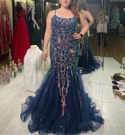 Alyce Paris Blue Size 12 Metallic Pageant Floor Length Mermaid Dress on Queenly