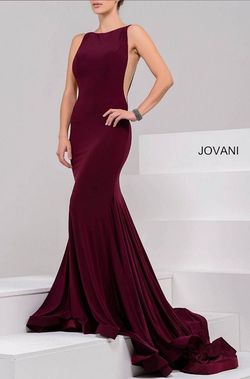Style 37592 Jovani Red Size 6 High Neck Military Floor Length Mermaid Dress on Queenly