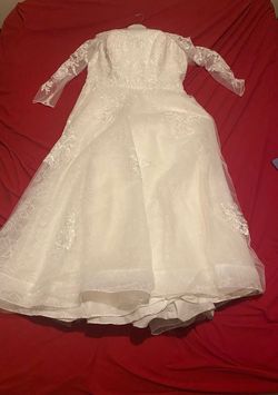 Oleg Cassini White Size 20 Quinceanera Plus Size Wedding A-line Dress on Queenly