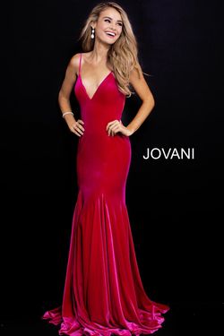 Style 57900 Jovani Pink Size 2 Flare 50 Off Velvet Mermaid Dress on Queenly