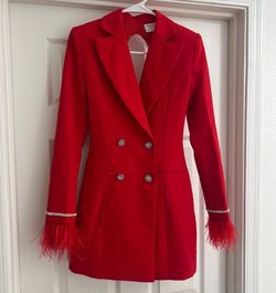 Miss Circle Red Size 0 Blazer Interview Cocktail Dress on Queenly