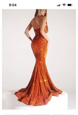 Style PS21208 Portia and Scarlett Orange Size 12 Ps21208 Strapless Floor Length Mermaid Dress on Queenly