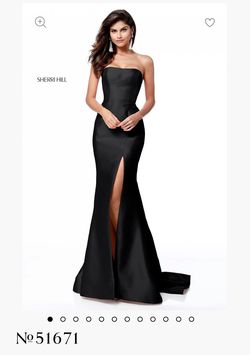 Style 51671 Sherri Hill Black Size 0 Floor Length Mermaid Dress on Queenly