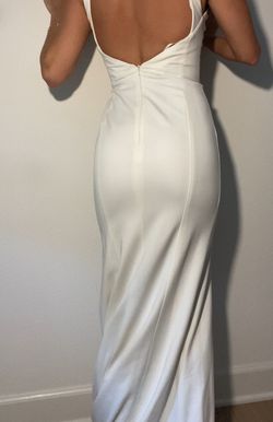 Jovani White Size 0 Engagement Fitted Side slit Dress on Queenly