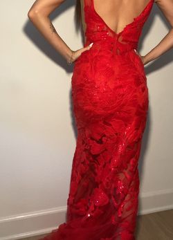 Jovani Red Size 0 Floor Length Mermaid Dress on Queenly
