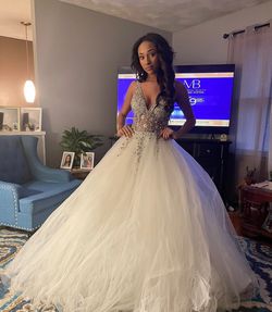 Jovani White Size 6 Cotillion Floor Length Ball gown on Queenly