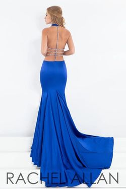 Style 5002 Rachel Allan Blue Size 6 Satin 50 Off Floor Length Mermaid Dress on Queenly