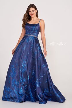 Style EW34106 Ellie Wilde Blue Size 24 Floor Length Ball gown on Queenly